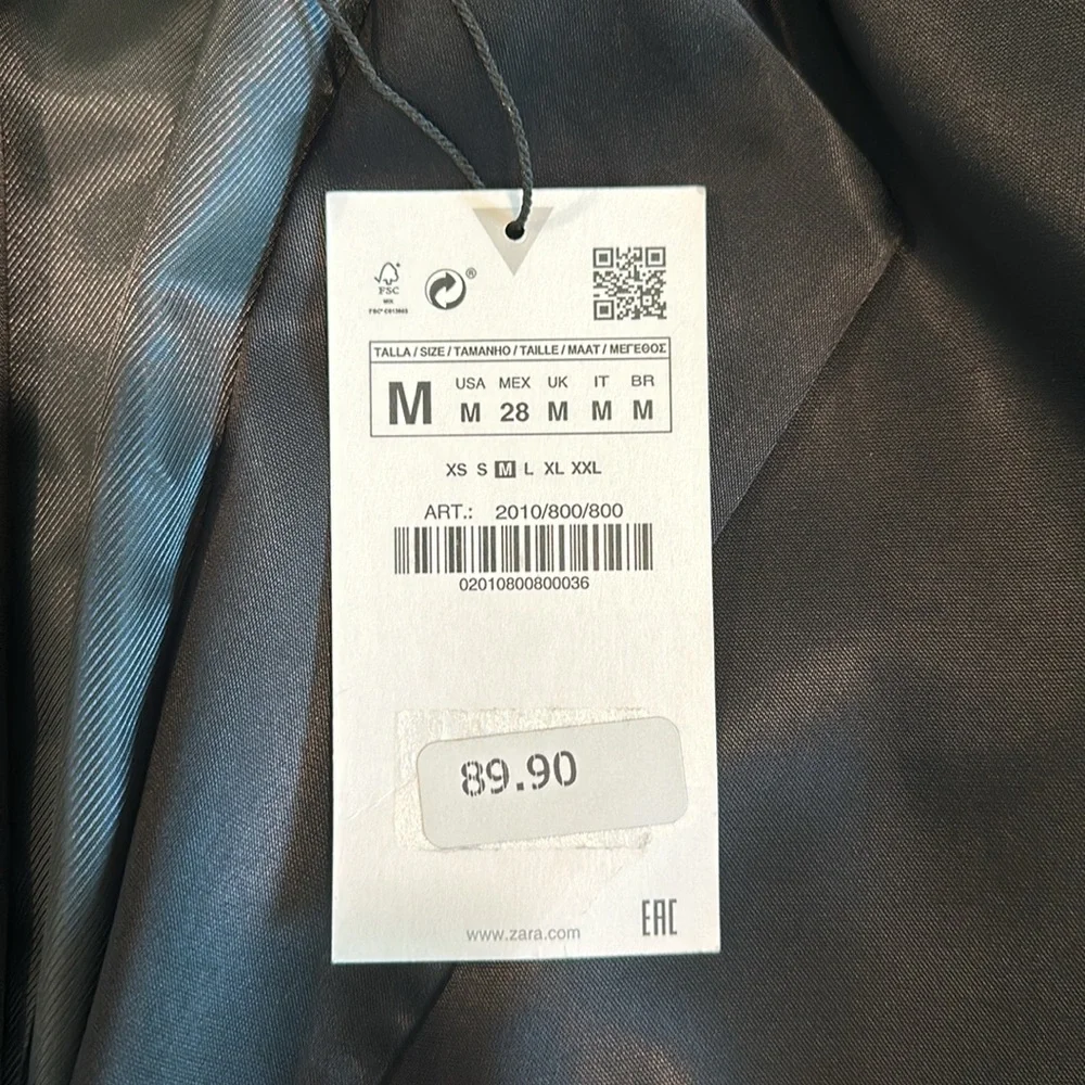 Zara Black Satin Single-Button Blazer